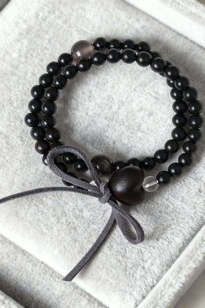 Sandalwood Agate Fortune Bow Bracelet