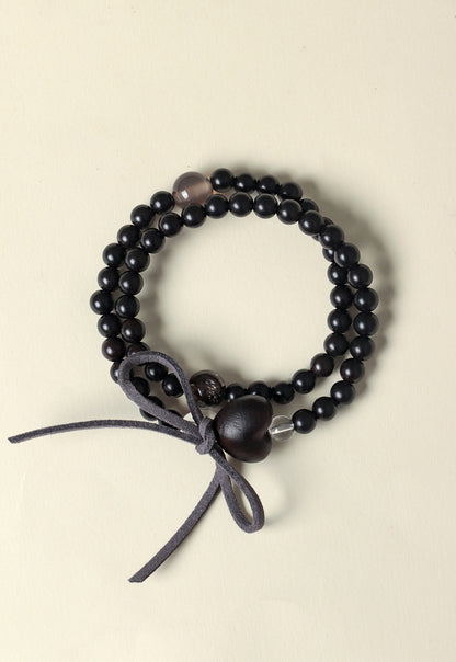 Sandalwood Agate Fortune Bow Bracelet