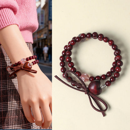 Sandalwood Agate Fortune Bow Bracelet