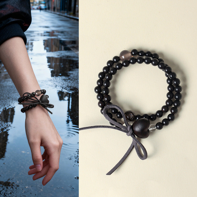 Sandalwood Agate Fortune Bow Bracelet