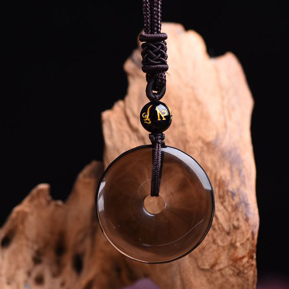 Tibet Obsidian Protection Necklace Pendant - Fortune & Karma