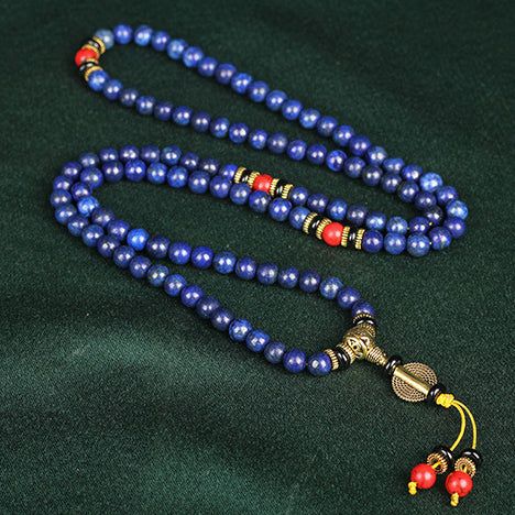 Tibetan Mala Lapis Lazuli Positive Necklace Bracelet - Fortune & Karma