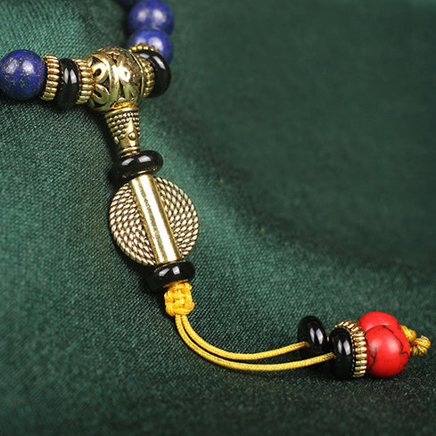 Tibetan Mala Lapis Lazuli Positive Necklace Bracelet - Fortune & Karma